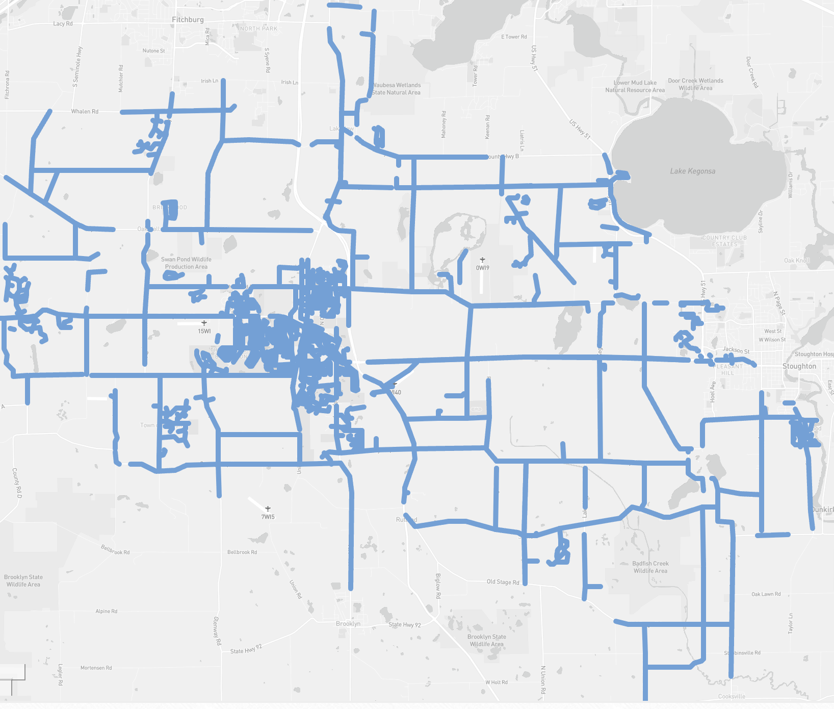 USPS EDDM coverage map showing carrier routes across the greater Madison area